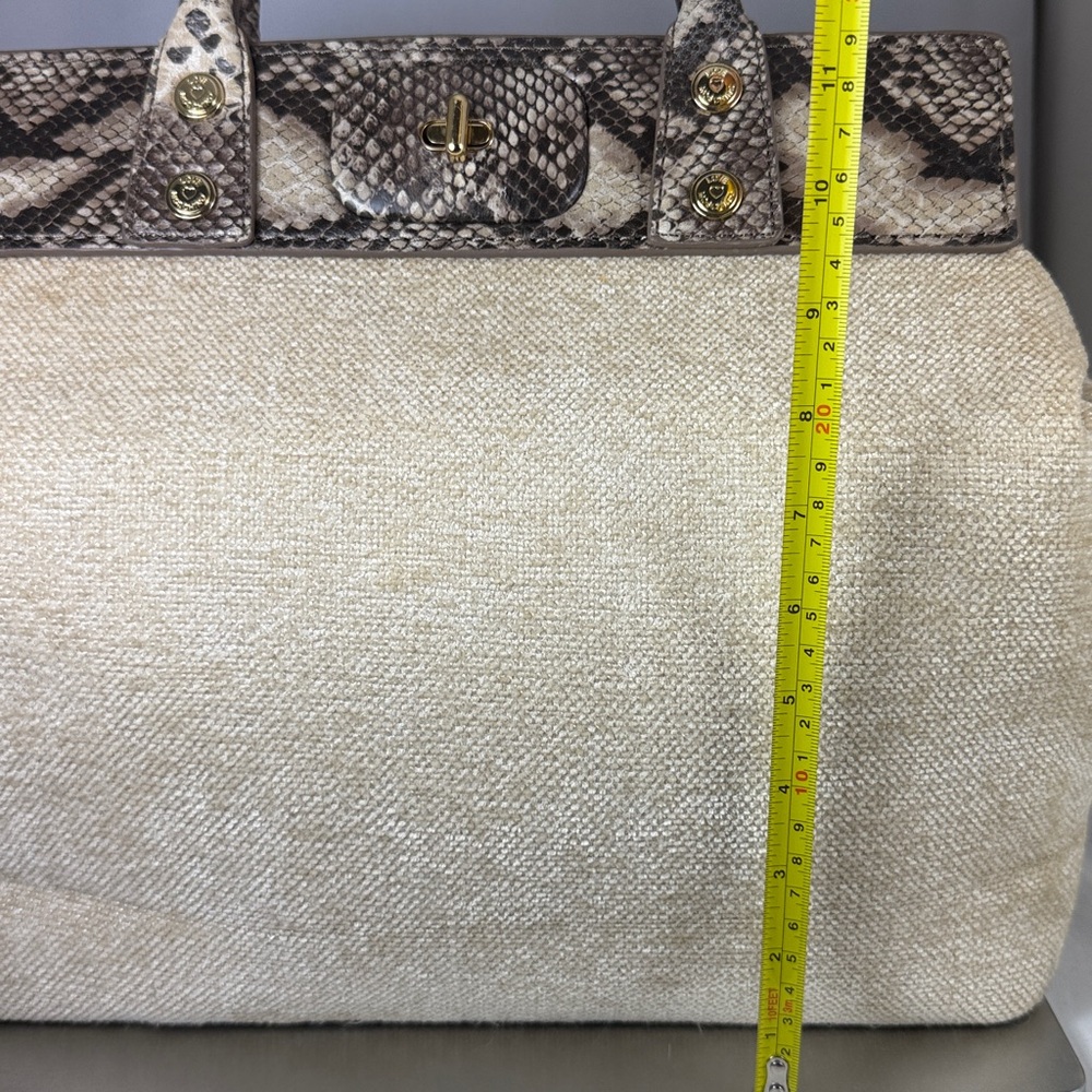 Love Moschino Brown and Cream Wool Snake Doctor Kelly Tote Satchel Bag - Picture 16 of 16